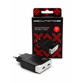 Мережевий адаптер CUTANA Travel GaN 30W USB-C + USB-C  ТМ Катана